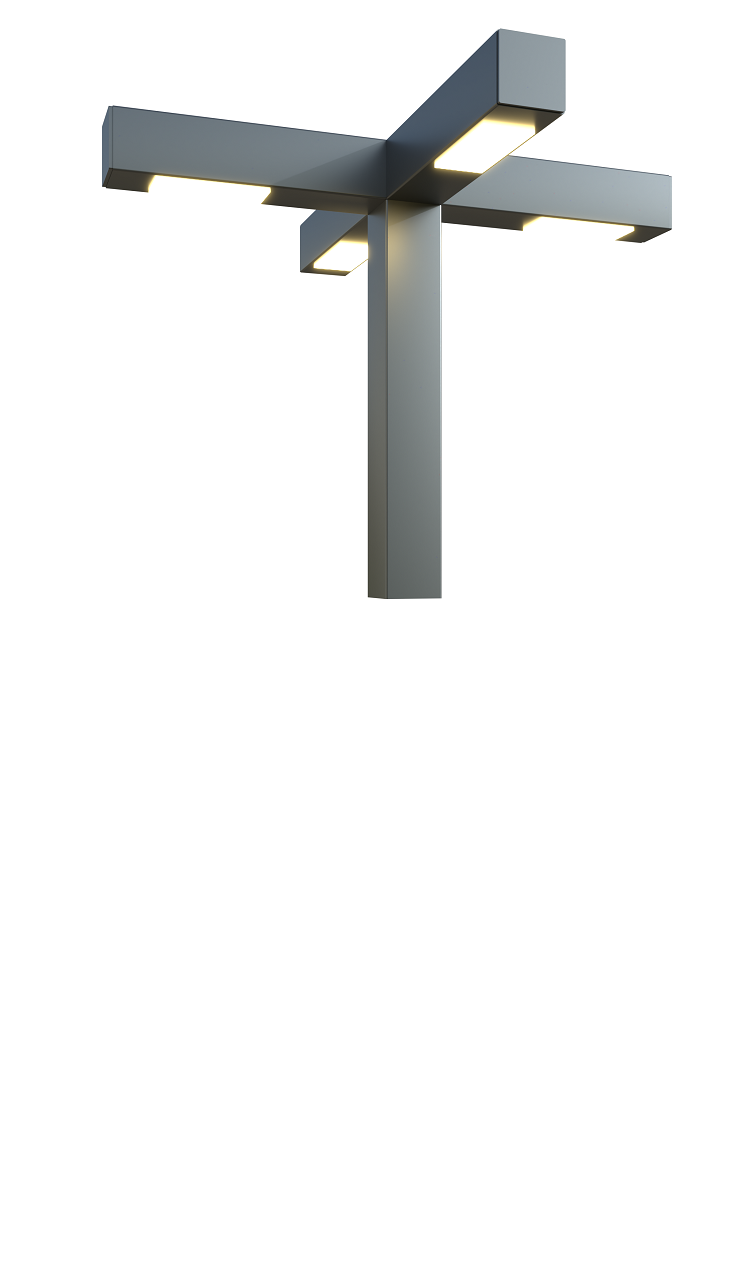 Square LED pole 16 ft. Berlin OD 4x4 (Aluminum+powder coating) Two sides 180W 24300Lm